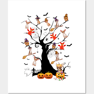 Chihuahua Halloween Tree Pumpkin Gift Posters and Art